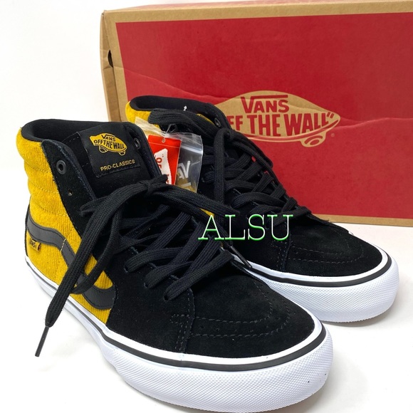 VANS SK8-HI Pro Corduroy Suede Canvas Women Yellow - Picture 3 of 12